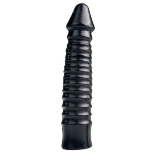 Afbeelding van Grote Dildo Met Geribbelde Schacht - Zwart van het merk All Black