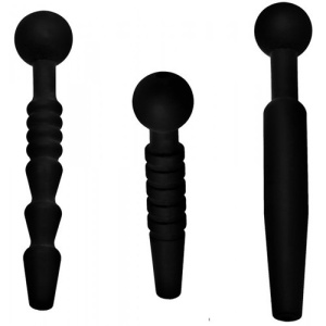 Afbeelding van Dark Rods Siliconen 3-delige Penis Plug Set - Zwart van het merk Master Series