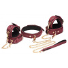 Afbeelding van 6-delige BDSM Suede Boeienset Met Collar En Riem - Bordeaux van het merk Master Series