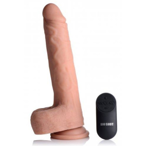 Afbeelding van Vibrerende & Stotende XL Dildo met Zuignap en Ballen - Beige van het merk Big Shot