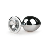 Afbeelding van Metalen buttplug met transparante diamant - zilverkleurig van het merk Easytoys Anal Collection