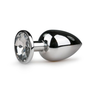 Afbeelding van Zilverkleurige metalen buttplug met transparant kristal van het merk Easytoys Anal Collection