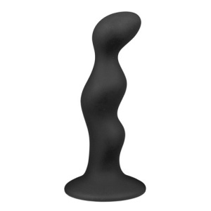 Afbeelding van Geribbelde zwarte siliconen dildo van het merk Easytoys Anal Collection