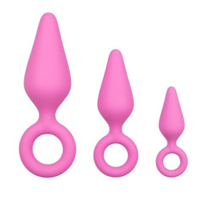 Afbeelding van Roze buttplugs met trekring - setje van het merk Easytoys Anal Collection