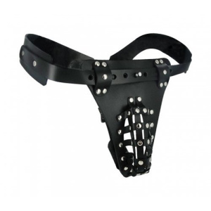 Afbeelding van The Safety Net Leather Male Chastity Belt with Anal Plug Harness van het merk Strict Leather